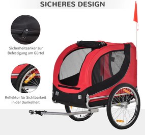 PawHut przyczepka rowerowa dla psa jazda rowerem z psem przyczepa kolor czerwony + czarny