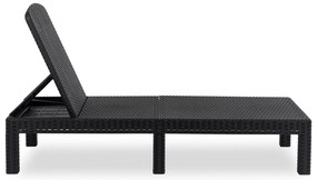 Fotel Ogrodowy Leżak LUIZJANA Technorattan Czarny/Szary