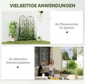 Outsunny Pergola Metalowa 2 szt. Wkopywana, Antykorozyjne Wsparcie dla Roślin Pnących 50x150 cm, Czarna