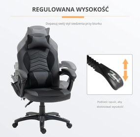 HOMCOM Fotel biurowy ergonomiczny obrotowy z masażem i ogrzewaniem czarny elegancki design | Aosom PL