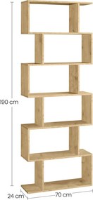PROMOCJA Biblioteczka TAYLOR ARTISAN z 6 półkami, 70x190 cm II jakość