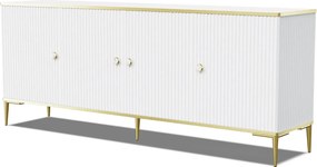 Długa biała komoda z lamelami E3-R54