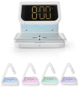 Nedis WCACQ10W1WT - LED RGB Budzik z ładowaniem bezprzewodowym LED/10W/5V biały
