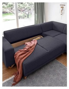 Antracytowy rozkładany/ze schowkiem narożnik (prawostronny/w kształcie litery L) Classy Sophie – Miuform