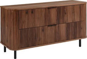 Szafka łazienkowa stojąca z szufladami i metalowymi nóżkami, kolor Dąb-orzech, uchwyt czarny, nóżki czarne, 120 x 41,5 x 66,7 cm