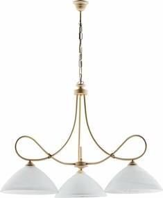 Dallas żyrandol 3 światła, kość słoniowa lakierowane żelazo, stare złoto, klosze alabastrowe Ø13 cm