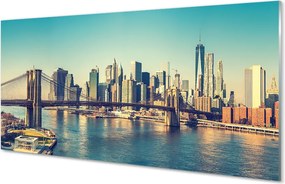 Panel szklany do Kuchni Rzeczna Panorama z Mostem