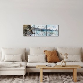 Obraz - Rafa, akwarela (z zegarem) (90x30 cm)