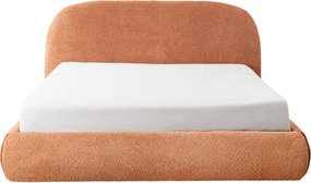 Łóżko Tapicerowane 160x200 cm ROSSO ze Stelażem i Pojemnikiem Dwuosobowe Boucle Rude