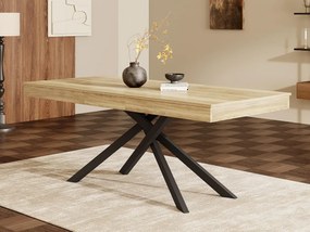 Prostokątny stół rozsuwany 140/180x80x76 cm - Na 6 do 8 osób - Gruby blat - Nogi metalowe - Kolor naturalny