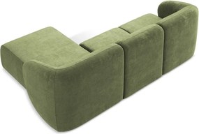 Zielony narożnik z tkaniny szenilowej (prawostronny/z szezlongiem) Lani – Makamii
