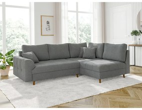 Szary narożnik z materiału bouclé (prawostronny/w kształcie litery L) Ariella – Ropez