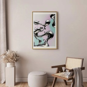 Plakat Metaliczne Płynności 21x30 cm z ramą złotą z marginesem ARTGEIST B