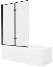Mexen Cubik wanna prostokątna 170 x 70 cm z obudową i parawanem 2-skrzydłowym 120 cm, czarny wzór - 550317070X9212027070