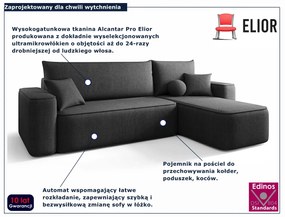 Grafitowy nowoczesny narożnik rozkładany L4-H37