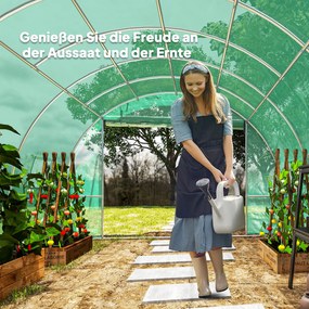 Outsunny Szklarnia typu Polytunnel z osłoną plastikową i stalową ramą, z rolowanymi drzwiami, Zielona