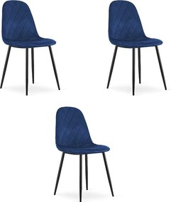 KRZESŁO Valora DAPI Nowoczesne, ergonomiczne krzesła z aksamitu w kolorze granatowym x3