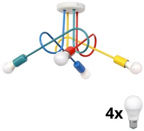 LED Dziecięcy żyrandol natynkowy OXFORD 4xE27/10W/230V