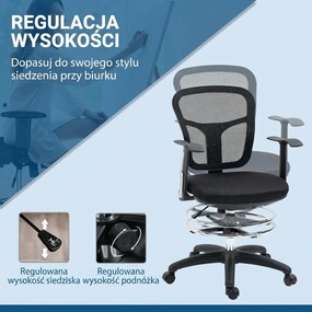 Vinsetto Krzesło do Rysowania Ergonomiczne Obrotowe Regulacja Wysokości Czarne | Aosom PL