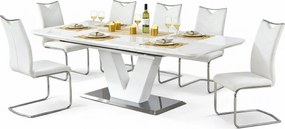 Biały prostokątny rozkładany stół z 6 krzesłami S0-G35
