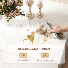 HOMCOM Stolik kawowy regulowany, nowoczesny stolik do salonu z ukrytym schowkiem i 2 szufladami, biały wysoki połysk | Aosom PL