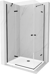 Mexen Roma Duo kabina prysznicowa uchylna 90 x 80 cm, transparent, czarna + brodzik Flat - 854-090-080-70-02-4010B