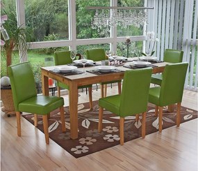 Zestaw 6 krzeseł do jadalni Littau ze sztucznej skóry,  imitacja skóry, zielony, jasne nogi