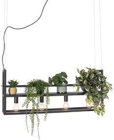 Industrialna lampa wisząca czarna z 4-punktowym stojakiem - Cage Rack