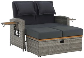 Sofa ogrodowa rattanowa MALORY, szary/naturalny