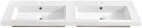 Podwójna biała umywalka ceramiczna 120 cm - Foxton