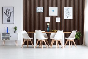 Drewniany panel akustyczny, 2400 x 600 mm, czarny podkład, 5 szt, orzech