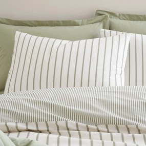 Zielono-kremowa bawełniana pościel dwuosobowa 230x220 cm Hampton Stripe – Bianca