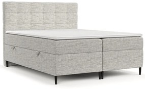 Jasnoszare łóżko boxspring ze schowkiem 200x200 cm Urbaneo – Maison de Rêve