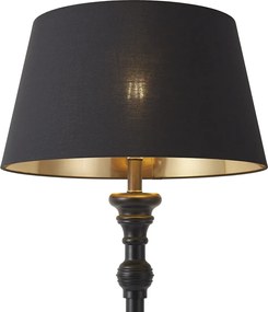 Lampa podłogowa z czarnym kloszem o średnicy 45 cm ze złotym wnętrzem - Classico