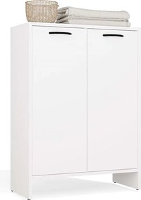 Szafka łazienkowa NINA | Biała | 66x30x90 cm | Kosz na Pranie, 3 Półki