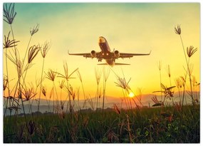 Obraz na szkle - startujący samolot (70x50 cm)