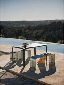 Metalowa ławka ogrodowa w kolorze srebra Nokk – noo.ma