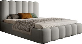 Łóżko tapicerowane MONA V DomoHome, schowek, designerskie wezgłowie, elegancka tkanina, 180x200 cm, JESION