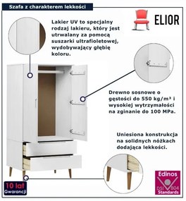 Dwudrzwiowa biała skandynawska szafa K3-T04