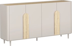 Komoda Amilio 200 cm czterodrzwiowa na nóżkach - kaszmir / dąb olejowany / uchwyty dąb jasny