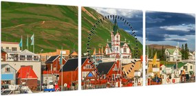 Obraz - Húsavík (z zegarem) (90x30 cm)