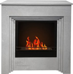 Biokominek stojący BELLINI z drewna z efektem betonu, wyprodukowany we Włoszech, dł. 96 x gł. 35 x wys. 96 cm