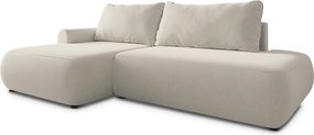 Masseno Narożnik NUVIRA z funkcją spania i pojemnikiem na pościel Narozniki L, Rozkładana sofa - Kremowy, CASTEL 03