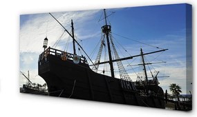 Duży obraz na płótnie Sylwetka Statku pod Niebem
