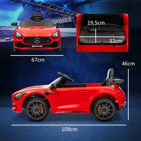 AIYAPLAY Elektryczne Auto Dziecięce, Mercedes, 3-5 km/h, Pilot, Światła i Muzyka, Czerwony