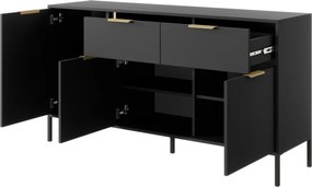 MARS komoda 153 cm 3 drzwi 2 szuflady antracyt ze złotymi elementami – nowoczesna komoda do salonu