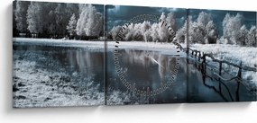 Obraz - Zamarznięty krajobraz (z zegarem) (90x30 cm)