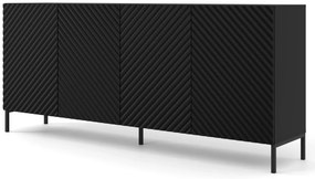 Komoda z półkami 200 cm czarny mat + czarne nóżki - Resa 4X