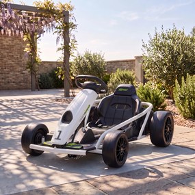 HOMCOM 24 V elektryczny gokart dla dzieci do 13 km/h z funkcją driftu, drift-kart z 2 silnikami dla 8-12 lat, biały | Aosom PL