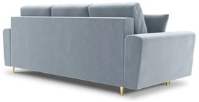 Jasnoniebieska aksamitna rozkładana/ze schowkiem sofa 235 cm Kyoto – Cosmopolitan Design